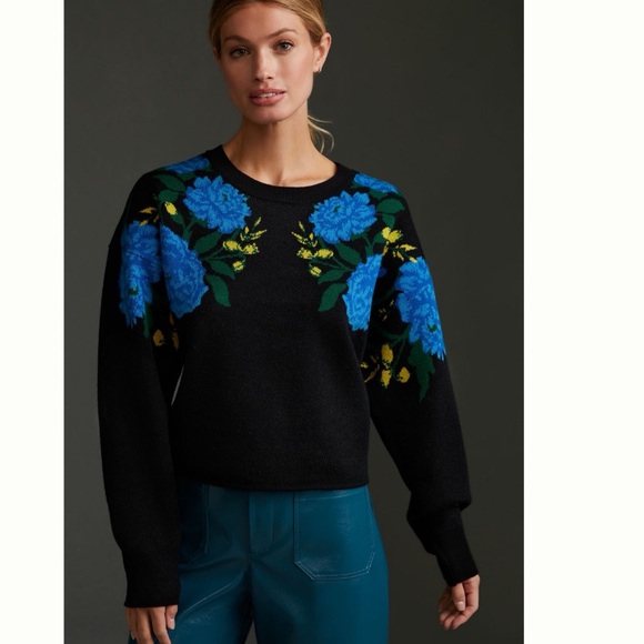NWT Anthropologie Maeve The Camryn Cropped Crewneck Sweater XXS - Picture 3 of 13